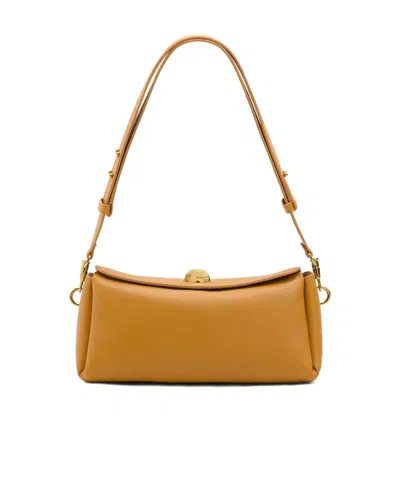 Ami Alexandre Mattiussi Mini Carrousel Leather Shoulder Bag In Honey-colored