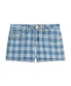Ami Alexandre Mattiussi Mini Checkered Denim Shorts In Blue