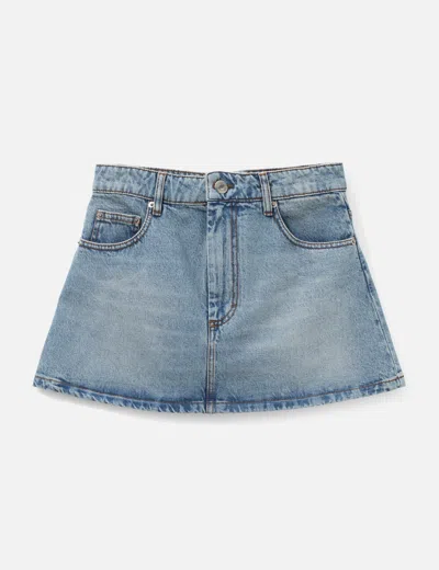Ami Alexandre Mattiussi Mini Cotton Skirt In Blue