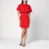 Ami Alexandre Mattiussi Red Wool Shirt Dress With Ruff Red In Red