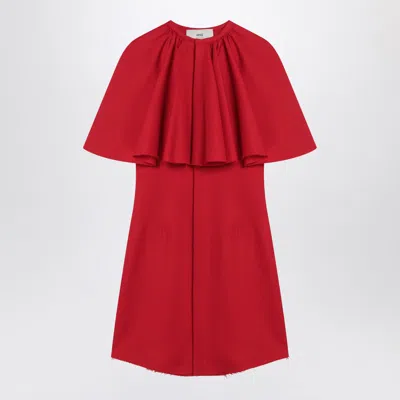 AMI ALEXANDRE MATTIUSSI MINI RED WOOL DRESS