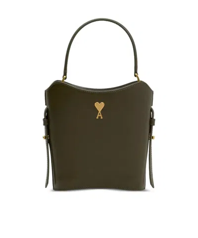 Ami Alexandre Mattiussi Mini Square Shoulder Bag In Olive Noire