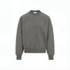 Ami Alexandre Mattiussi Minimalist Grey Long-sleeve Crewneck Sweatshirt With Embroidered Logo In Gray