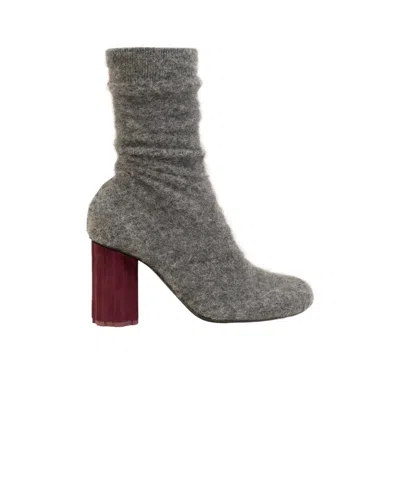 AMI ALEXANDRE MATTIUSSI MOHAIR KNITTED ANKLE BOOTS