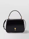 Ami Alexandre Mattiussi Black Handbag With Adc Patch On The Front And Adjustable And Removable Shoulder Strap In Leather Wom