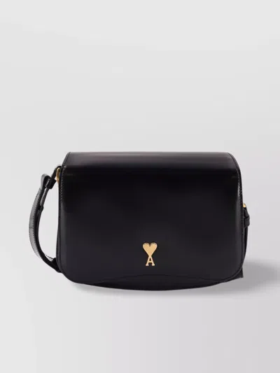 Ami Alexandre Mattiussi Monogram Logo Leather Shoulder Bag