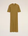 Ami Alexandre Mattiussi Mustard Cotton Short Sleeve Midi Dress Yellow In Havana