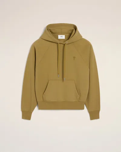 Ami Alexandre Mattiussi Mustard Cotton Tonal Ami De Coeur Hoodie Yellow In Havana