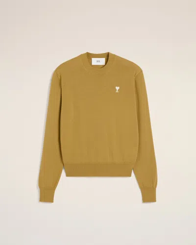 Ami Alexandre Mattiussi Mustard Wool Ami De Coeur Crew Neck Sweater Yellow In Havana