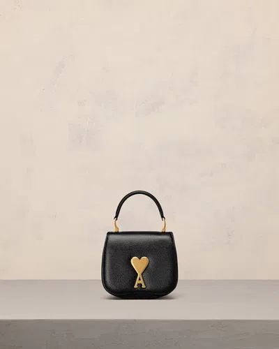 AMI ALEXANDRE MATTIUSSI BLACK LEATHER PARIS PARIS NANO BAG BLACK