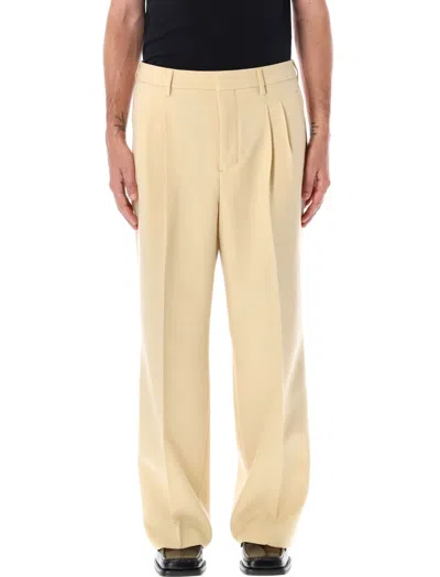 AMI ALEXANDRE MATTIUSSI NATURAL WOOL TROUSERS
