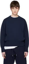 Ami Alexandre Mattiussi Navy Ami De Cœur Sweater In Nautic Blue/nautic B