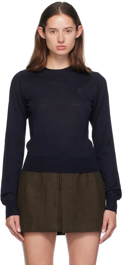 Ami Alexandre Mattiussi Ami Paris Wool Knitted Sweater In Navy Blue