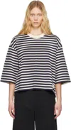 Ami Alexandre Mattiussi Ami Paris Striped T-shirt In Navy Blue/white Crea