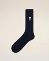 Ami Alexandre Mattiussi Ami De Coeur Socks In Navy Blue/off White