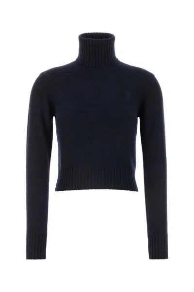 AMI ALEXANDRE MATTIUSSI NAVY BLUE CASHMERE BLEND SWEATER