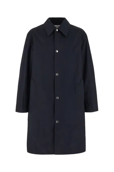 AMI ALEXANDRE MATTIUSSI NAVY BLUE COTTON COAT