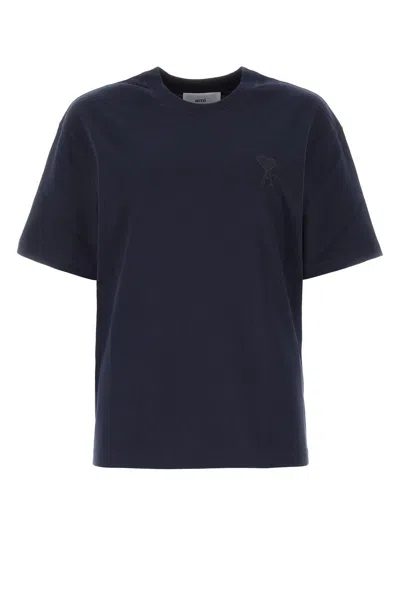 Ami Alexandre Mattiussi Navy Blue Cotton Oversize T-shirt In Nautic Blue