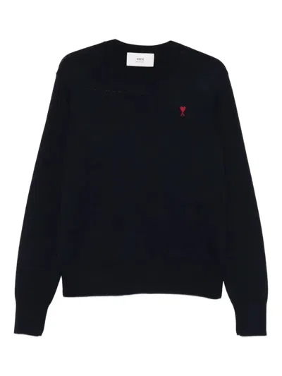Ami Alexandre Mattiussi Ami Paris Classic Fit Ami De Coeur Organic Cotton Jersey Long-sleeve T-shirt In Black