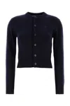 Ami Alexandre Mattiussi Heart-embroidered Button Wool Cardigan In Navy Blue