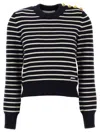 Ami Alexandre Mattiussi Ami Paris Cotton Blend Striped Sweater In Navy Blue