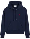 Ami Alexandre Mattiussi Ami Navy Blue Jersey Cotton Hoodie In Blue