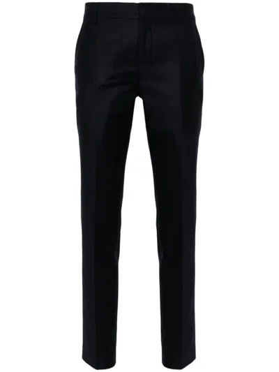 AMI ALEXANDRE MATTIUSSI NAVY BLUE MID-RISE TAILORED TROUSERS