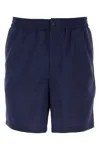 Shop Ami Alexandre Mattiussi Navy Blue Twill Bermuda Shorts