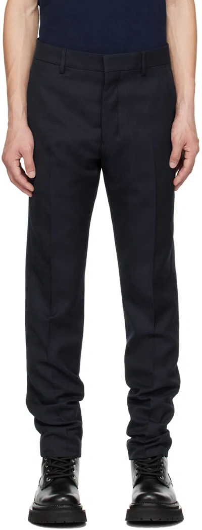 Ami Alexandre Mattiussi Navy Cigarette Fit Trousers In Nautic Blue/491