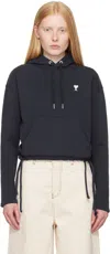 Ami Alexandre Mattiussi Navy Cotton Ami De Coeur Hoodie In Blue