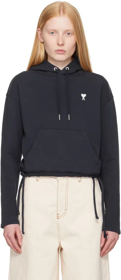 Ami Alexandre Mattiussi Navy Cotton Ami De Coeur Hoodie
