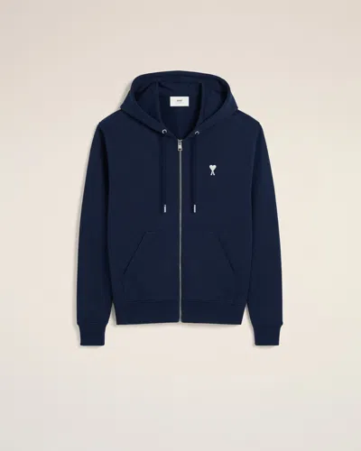 Ami Alexandre Mattiussi Navy Cotton Ami De Coeur Hoodie Blue