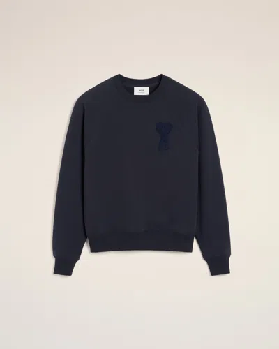 Ami Alexandre Mattiussi Navy Cotton Ami De Coeur Patch Sweatshirt Blue In Navy Blue