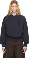Ami Alexandre Mattiussi Navy Cotton Ami De Coeur Patch Sweatshirt In Navy Blue/4011