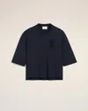 Ami Alexandre Mattiussi Navy Cotton Ami De Coeur Patch T-shirt Blue In Navy Blue
