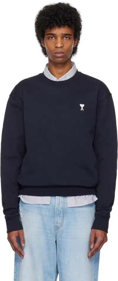 Ami Alexandre Mattiussi Navy Cotton Ami De Coeur Sweatshirt In 430 Night Blue