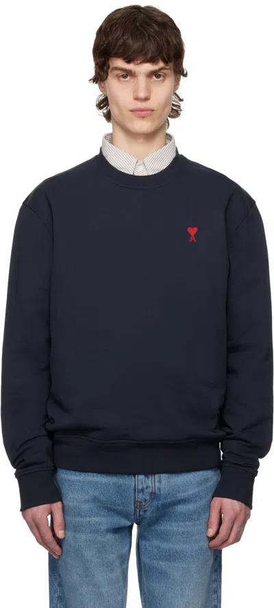 Ami Alexandre Mattiussi Navy Cotton Ami De Coeur Sweatshirt In 430 Night Blue