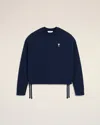 Ami Alexandre Mattiussi Embroidered Logo Drawstring Sweatshirt In Night Blue