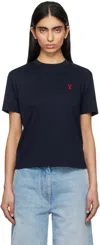 Ami Alexandre Mattiussi Ami Paris Ami De Coeur Night Blue T Shirt In Blue