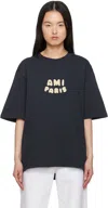Ami Alexandre Mattiussi Boxy Navy T-shirt With Playful Logo Detailing In Navy Blue/4011