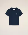 Ami Alexandre Mattiussi Navy Cotton Cropped T-shirt Blue In Night Blue
