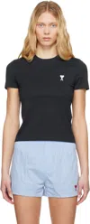 Ami Alexandre Mattiussi Navy Cotton Cropped T-shirt Blue In Night Blue/430