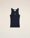 Ami Alexandre Mattiussi Navy Cotton Rib Ami De Coeur Tanktop Blue In Night Blue
