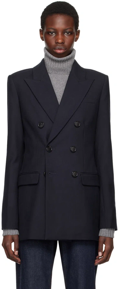 Ami Alexandre Mattiussi Navy Double-breasted Blazer In Navy Blue/4011