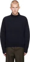 Ami Alexandre Mattiussi Heart Friend Turtleneck Sweater Blend In Navy Blue/4011