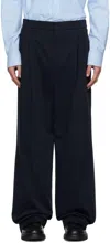 AMI ALEXANDRE MATTIUSSI NAVY LARGE FIT TROUSERS