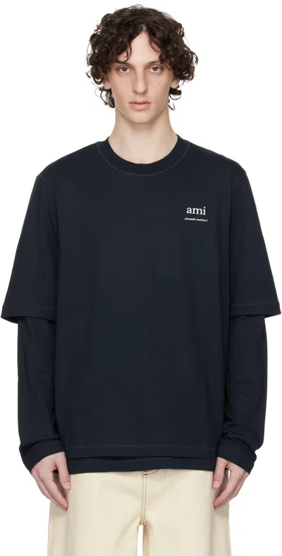 Ami Alexandre Mattiussi Navy Long Sleeves T-shirt