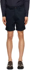 Ami Alexandre Mattiussi Navy Rolled Shorts In Nautic Blue/491