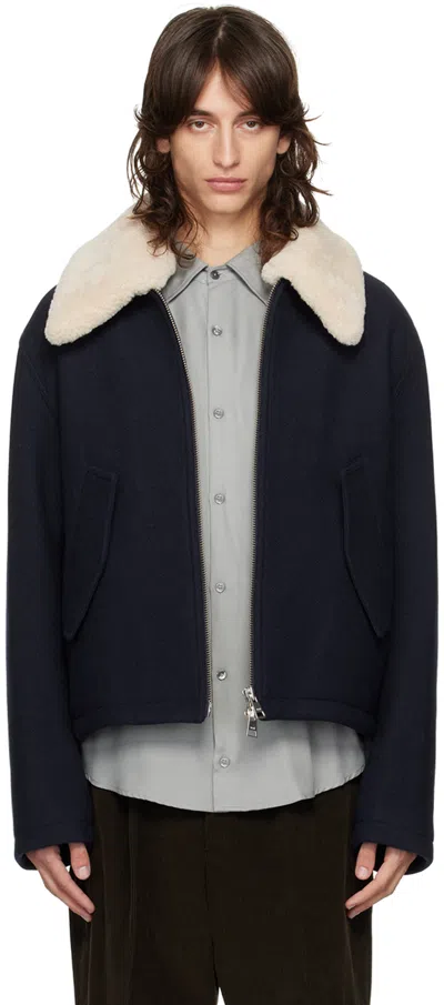 AMI ALEXANDRE MATTIUSSI NAVY SHORT JACKET