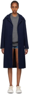 Ami Alexandre Mattiussi Single-breasted Tailored Coat In 491 Nautic Blue